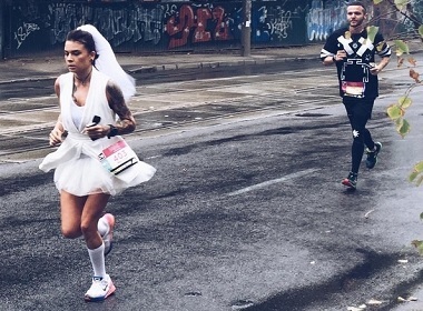 Ukrainian bride came third in Kiev marathon