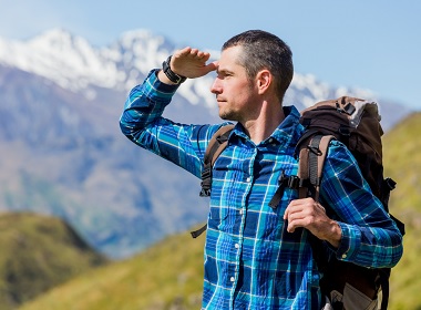 Man outdoors, nature is good for you.